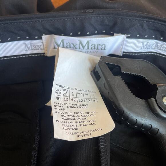 Max Mara pants trousers size 10 black straight leg cotton stretch career cady - Picture 8 of 8